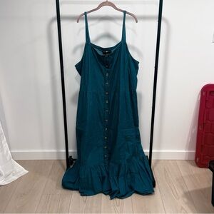 Flounced Chambray Maxi Dress
